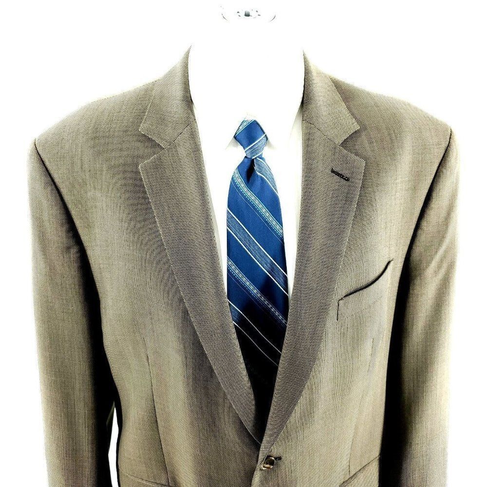 Michael Kors Wool 2 Button Blazer 44R Or Slim‎ 46R Green Tan Birdseye